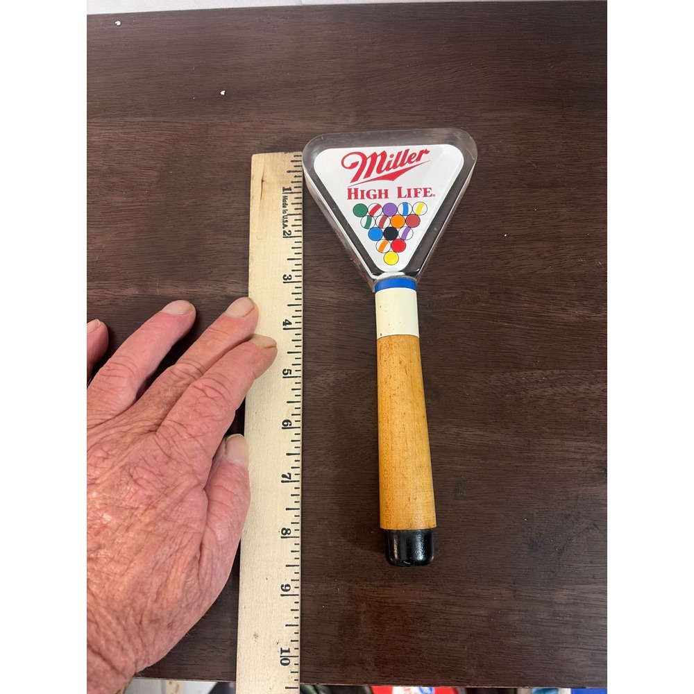 Miller High Life Beer Tap Handle Billiards Pool Cue Wood Acrylic Vintage 8.5" - Picture 4 of 4